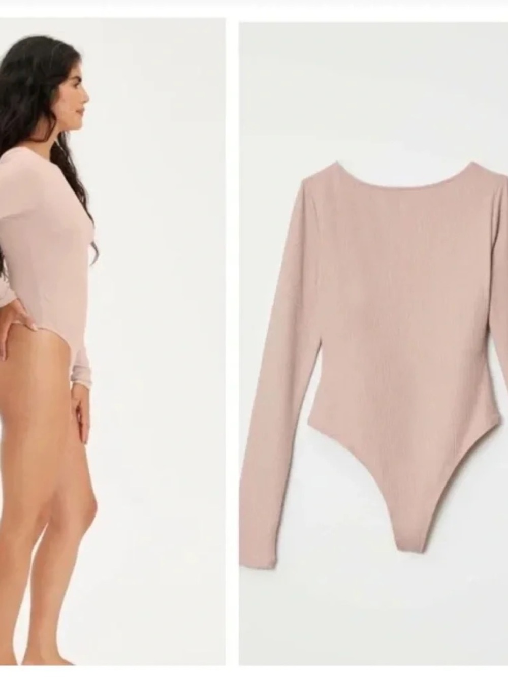 girlfriend collective Ribbed Scoop Neck Bodysuit - light pink